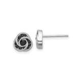 Sterling Silver Infinity Knot Stud Earrings for Women with Black Crystal Accent, Elegant Symbolic Design for Eternal Love and Unity, Delicate Fashion Jewelry for Everyday Wear or Special Occasions