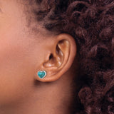Sterling Silver Heart Stud Earrings with Reconstructed Turquoise, Boho Southwestern Style
