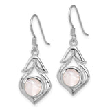 Sterling Silver Dangle Earrings with Mother of Pearl, Openwork Flame or Floral Design, Boho Style