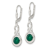 Sterling Silver Drop Dangle Earrings with Onyx, Infinity Knot Design, Leverback Closure