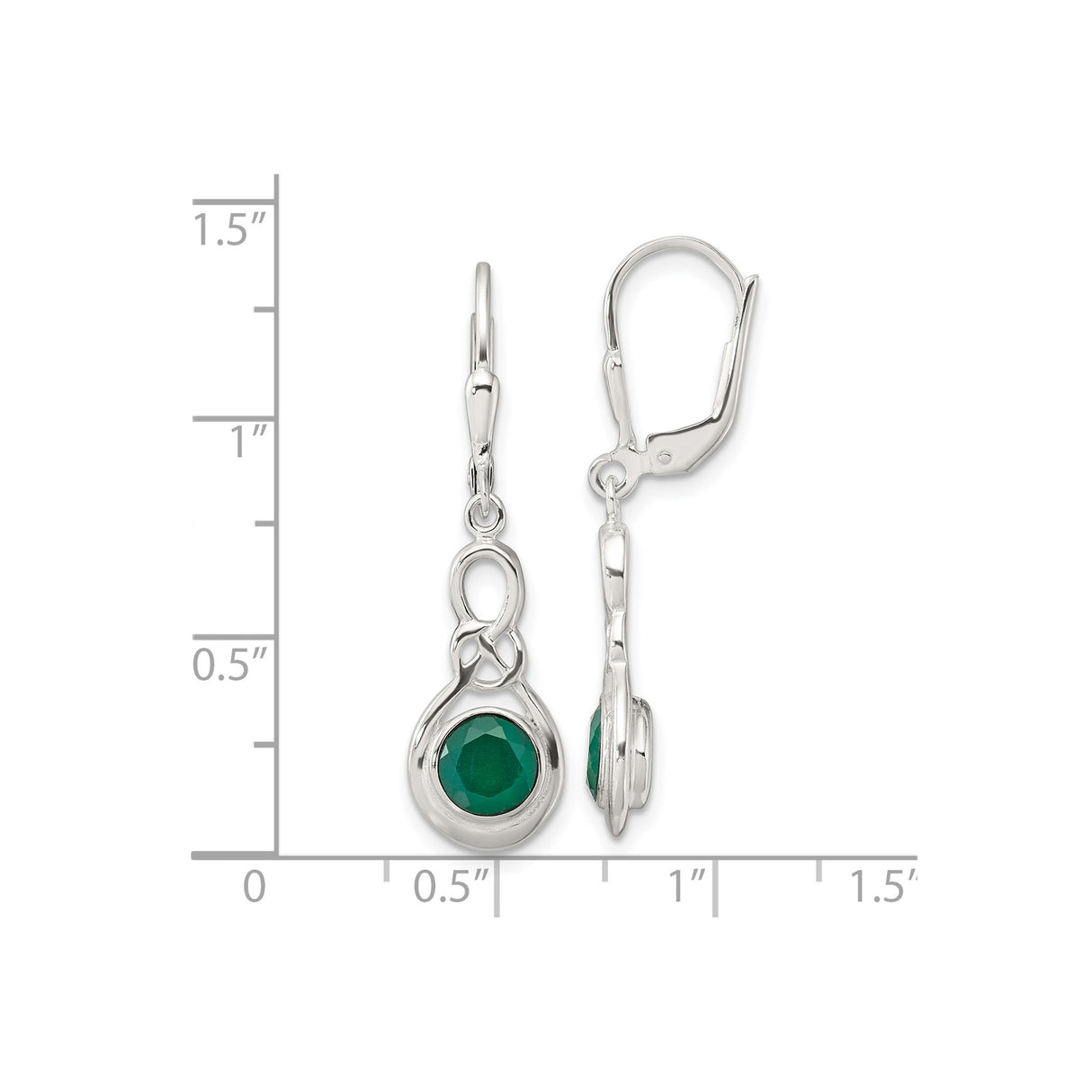 Sterling Silver Drop Dangle Earrings with Onyx, Infinity Knot Design, Leverback Closure