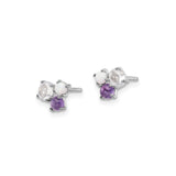 Sterling Silver Cluster Stud Earrings Amethyst Moonstone