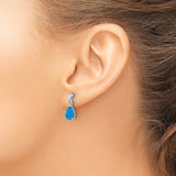 Sterling Silver Drop Earrings with Created Blue Opal, Infinity Twist Teardrop Design