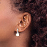 Sterling Silver Dangle Hoop Earrings with Created Opal and Cubic Zirconia Drops