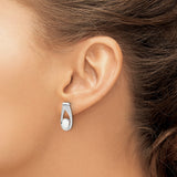Sterling Silver Stud Earrings with Created Opal, Oval Cabochon in Open Marquise Design