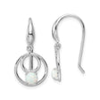 Sterling Silver Dangle Earrings with Created Opal and Double Open Circle Design