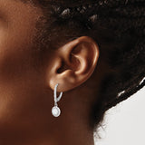 Sterling Silver Drop Earrings with Created Opal and Cubic Zirconia Halo Leverback Design
