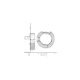 Sterling Silver Huggie Hoop Earrings with Created Opal Inlay, Minimalist Iridescent Design