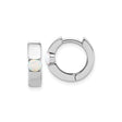 Sterling Silver Huggie Hoop Earrings with Created Opal Inlay, Minimalist Iridescent Design