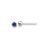 Sterling Silver Stud Earrings with Round Cut Cubic Zirconia in Bezel Setting