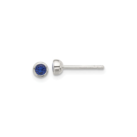 Sterling Silver Stud Earrings with Round Cut Blue Gemstones in Bezel Setting for Women, Minimalist Silver Jewelry, Elegant Blue Studs for Everyday Wear or Formal Occasions, Classic Fashion Accessory