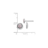 Sterling Silver Floral Stud Earrings with Crystal and Cubic Zirconia in Halo Setting