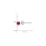 Sterling Silver Pink Round CZ Stud Earrings Bezel Set