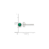 Sterling Silver Green Gem Bezel Stud Earrings Lightweight
