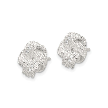 Sterling Silver Love Knot Stud Earrings Braided Design