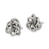 Sterling Silver Love Knot Stud Earrings Interwoven Texture