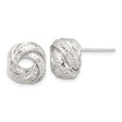 Sterling Silver Love Knot Stud Earrings for Women with Textured and Polished Finish, Symbolic Knot Design Jewelry Representing Eternal Unity, Classic Silver Studs for Everyday or Formal Wear