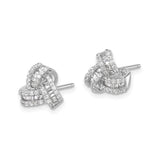 Sterling Silver Knot Stud Earrings Round And Baguette CZ