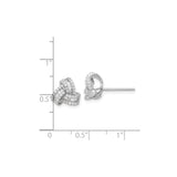 Sterling Silver Knot Stud Earrings Round And Baguette CZ