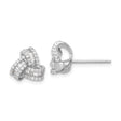 Sterling Silver Knot Stud Earrings for Women with Intertwined Loop Design Featuring Round and Baguette Cubic Zirconia Accents, Romantic Symbolic Style for Everyday Wear, Classic Fine Jewelry Piece