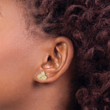 Gold Plated Crisscross Ribbon Stud Earrings With Zirconia