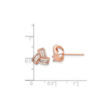 Rose Plated Sterling Silver Knot Studs Round Baguette CZ