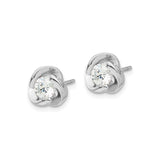 Sterling Silver Twisted Knot Stud Earrings With Round CZ