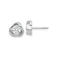 Sterling Silver Stud Earrings for Women with Round Cubic Zirconia Center, Twisted Knot Design Symbolizing Unity and Elegance, Minimalist Silver Jewelry for Daily Wear, Fashion and Romantic Looks