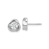 Sterling Silver Stud Earrings for Women with Round Cubic Zirconia Center, Twisted Knot Design Symbolizing Unity and Elegance, Minimalist Silver Jewelry for Daily Wear, Fashion and Romantic Looks