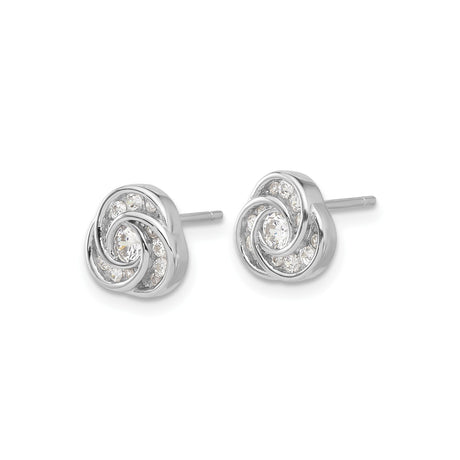 Sterling Silver Love Knot Stud Earrings With Cubic Zirconia