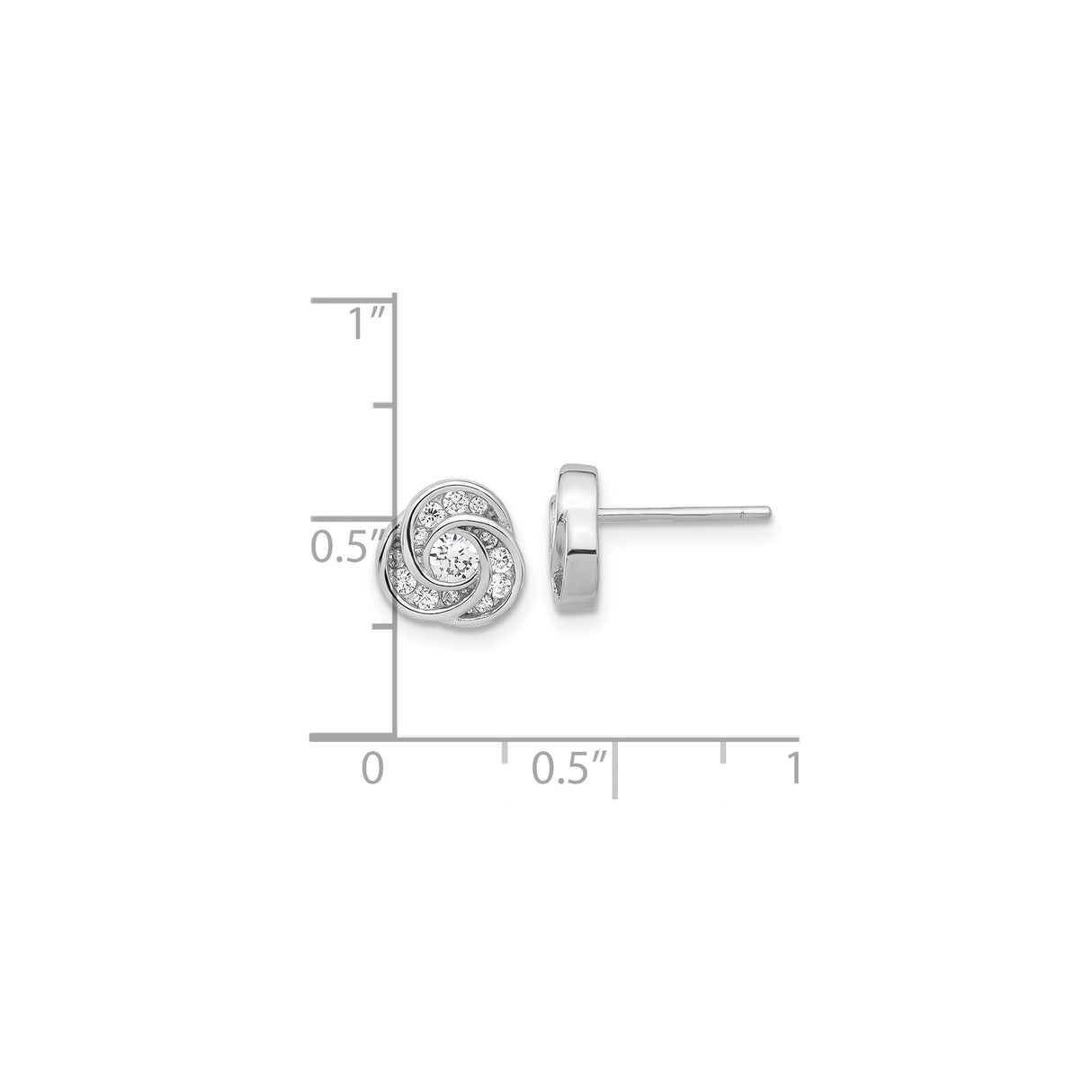 Sterling Silver Love Knot Stud Earrings With Cubic Zirconia