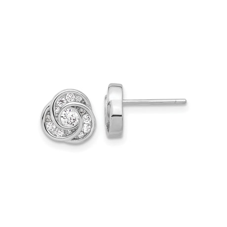 Sterling Silver Love Knot Stud Earrings for Women with Twisted Swirl Design, Cubic Zirconia Accents, Symbolic of Eternal Love and Unity, Romantic Jewelry for Everyday Wear or Special Occasions