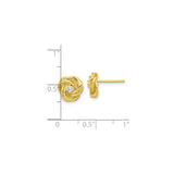 Sterling Silver Gold Plated Love Knot Stud Earrings CZ
