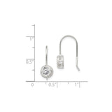 Sterling Silver Dangle Earrings with Round Bezel Set Cubic Zirconia, Lightweight Modern Design