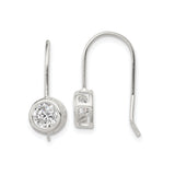Sterling Silver Dangle Earrings with Round Bezel Set Cubic Zirconia, Lightweight Modern Design