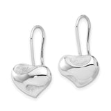 Sterling Silver Heart Dangle Earrings with Abstract Modern Design and Textured Finish