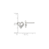 Sterling Silver Heart Stud Earrings with Cubic Zirconia and Pavé Detailing for Women