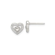 Sterling Silver Heart Stud Earrings with Polished Inner Heart and Cubic Zirconia