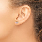 Sterling Silver Heart Shaped Stud Earrings with Pink Cubic Zirconia for Women