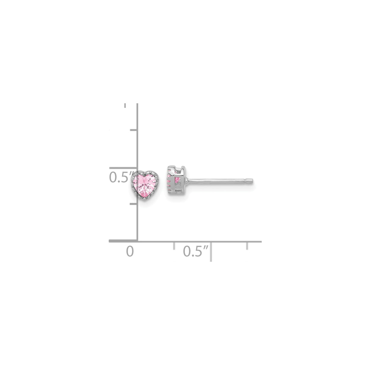 Sterling Silver Heart Shaped Stud Earrings with Pink Cubic Zirconia for Women