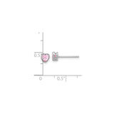 Sterling Silver Heart Shaped Stud Earrings with Pink Cubic Zirconia for Women