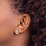 Sterling Silver Stud Earrings with Cubic Zirconia, Rose Gold Plated Abstract Swirl Design