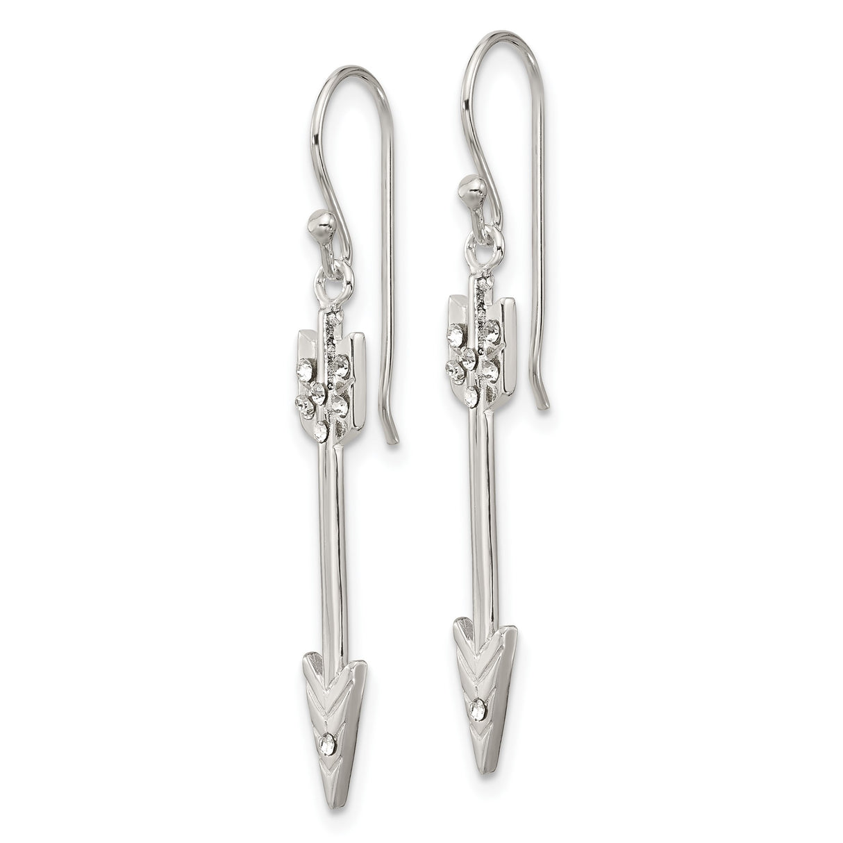 Sterling Silver Arrow Dangle Earrings with Cubic Zirconia, Boho Minimalist Design for Women
