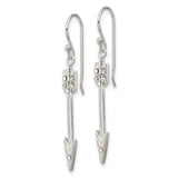 Sterling Silver Arrow Dangle Earrings with Cubic Zirconia, Boho Minimalist Design for Women