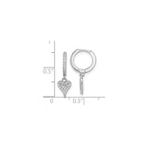Sterling Silver Heart Dangle Hoop Earrings with Cubic Zirconia, Romantic Charm Style