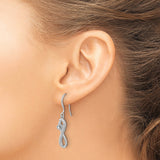 Sterling Silver Dangle Earrings with Cubic Zirconia Infinity Heart Design