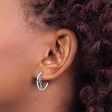 Sterling Silver Infinity Hoop Earrings with Dangling Symbolic Design