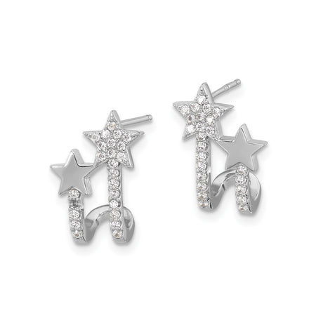 Sterling Silver Stud Earrings with Cubic Zirconia, Hi Letter Design, Star Motif, Playful Style