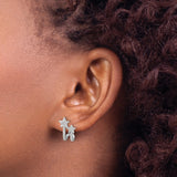 Sterling Silver Stud Earrings with Cubic Zirconia, Hi Letter Design, Star Motif, Playful Style