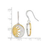 Sterling Silver Dangle Earrings, Sun and Moon Face Design, Celestial Boho Style for Women